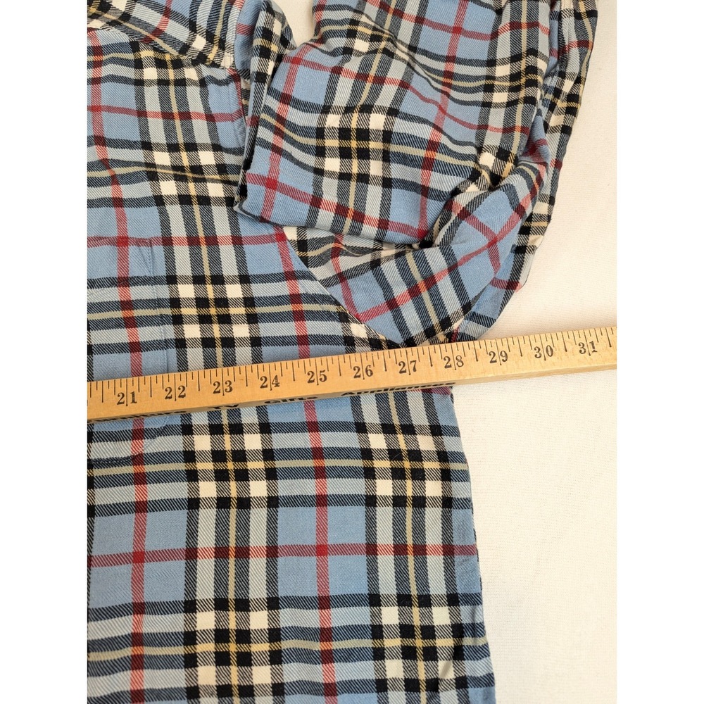 LL Bean Mens XXL Tall Flannel Shirt Blue Red Plaid Cotton Button Down 0BHG6 - Picture 9 of 14